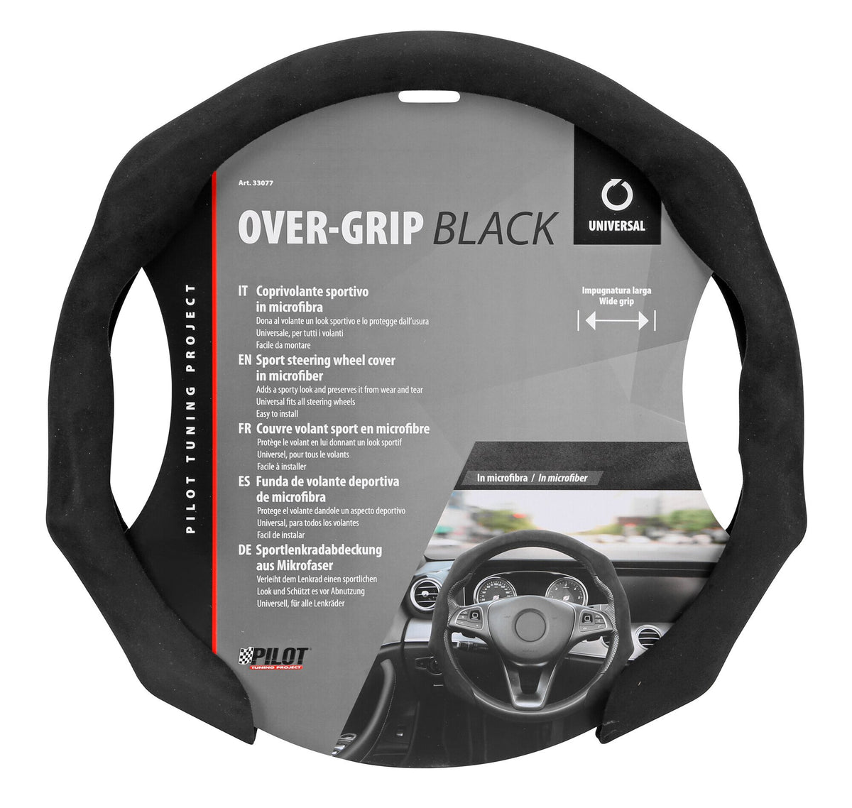 Pilot Over-Grip, coprivolante sportivo in microfibra, universale - Nero
