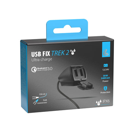 Usb-Fix Trek 2 doppio caricatore USB viti/ biadesivo Fast Charge 5400 mA 12/24V 38827