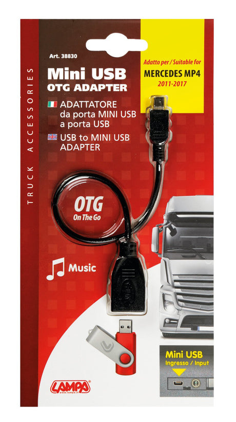 Lampa Cavo OTG Usb > Mini Usb - 20 cm - Nero 38830