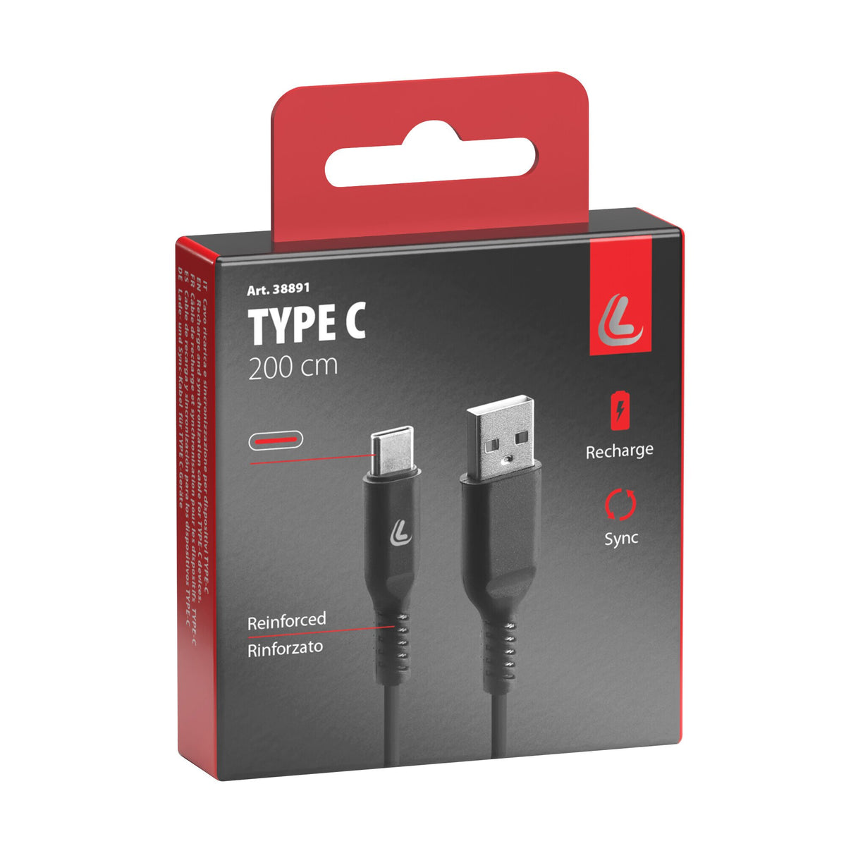 Lampa Cavo Usb > Usb Type-C - 200 cm - Nero 38891