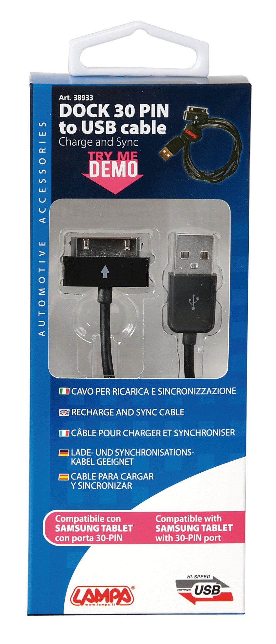 Lampa Cavo Usb > Samsung Dock 30 Pin - 100 cm - Nero 38933