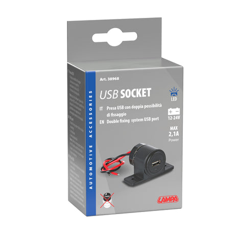 Lampa Presa USB, 2100mA, 12/24V 38968