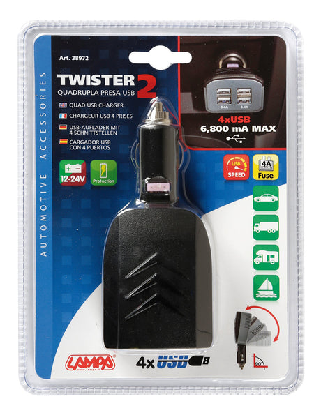 Lampa Caricabatteria 4 porte Usb - 6800 mA - 12/24V 38972