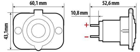 Lampa Ext-7, presa Usb, montaggio ad incasso, 12/24V 39006