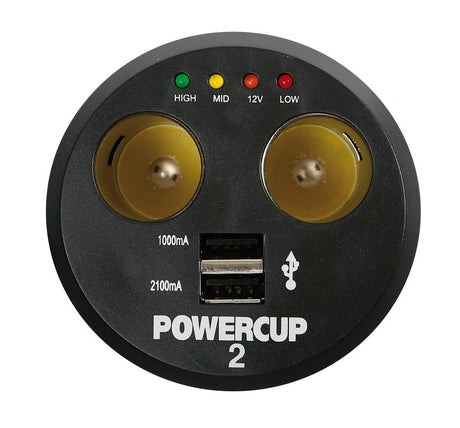 Lampa Power cup 2, multipresa con Usb e tester batteria, 12V 39011