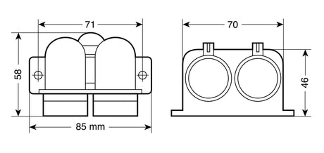 Lampa Doppia presa corrente impermeabile, montaggio in superficie, 12/24V 39029