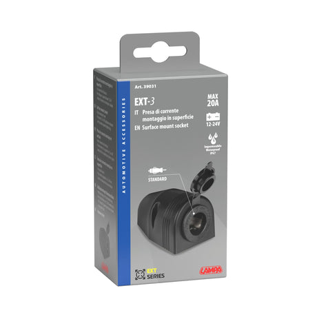 Lampa Ext-3, presa corrente impermeabile, montaggio in superficie, 12/24V 39031