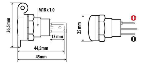 Lampa Presa corrente DIN, montaggio ad incasso, 12/24V 39033