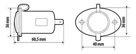 Lampa Kit presa corrente, montaggio ad incasso, 12/24V 39034
