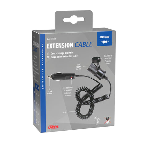 Lampa Presa corrente con prolunga, 12/24V 39055