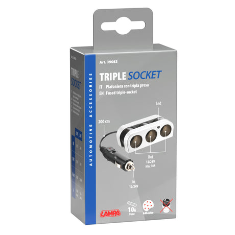 Lampa Presa corrente tripla con prolunga 12/24V 9083 39083