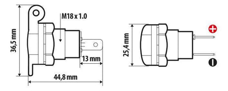 Lampa Presa corrente DIN in alluminio, montaggio ad incasso, 12/24V 39132