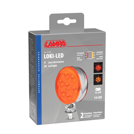 Lampa Loki-Led, luce ingombro 14 Led, doppia funzione, 12/24V - Rosso/Arancio 41460