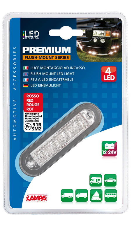 Lampa Premium, luce a 4 led, montaggio ad incasso, 12/24V - Bianco 41495