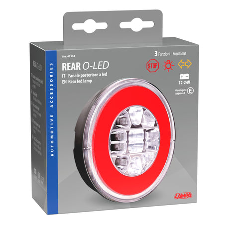 Lampa O-Led, Fanale rotondo posteriore 3 funzioni, 12/24V 41534