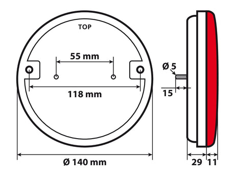Lampa O-Led, Fanale rotondo posteriore 3 funzioni, 12/24V 41534