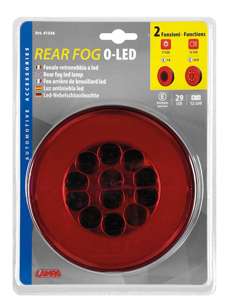 Lampa O-Led, Fanale rotondo retronebbia e posizione, 12/24V 41536