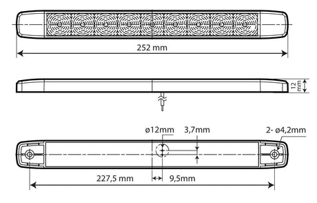 Illumi luce ingombro a 9 Led montaggio in superficie, 12/24V Arancio 1 funzione 41541