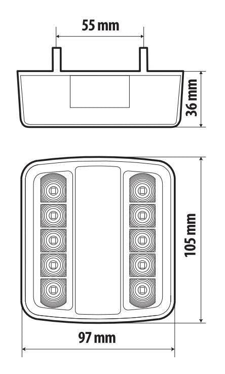Lampa Rear Led 2, fanale posteriore a Led, 5 funzioni, 12/24V 41556