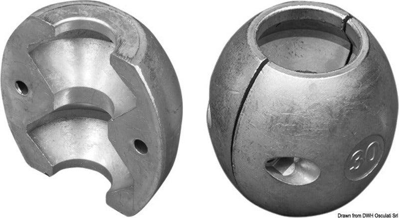 Eje de aluminio con ánodo de oliva Tecnoseal de 70 mm