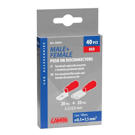 Lampa Kit 40 terminali-capicorda piatti - Rosso 45051