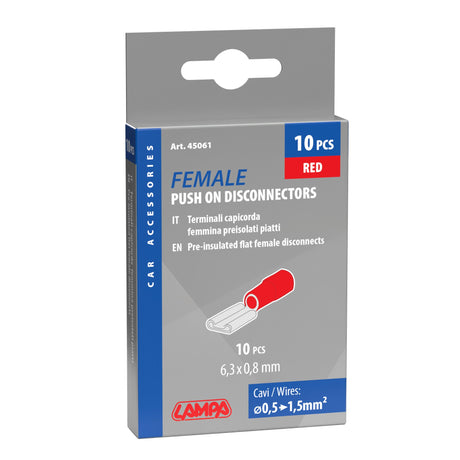 Lampa 10 terminali - capicorda femmina piatti - Rosso 45061