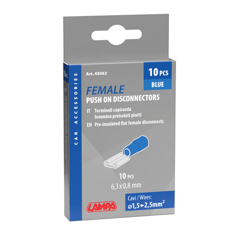 Lampa 10 terminali - capicorda femmina piatti - Blu 45062