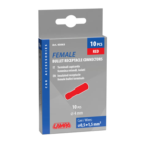 Lampa 10 terminali - capicorda femmina rotondi - Rosso 45063