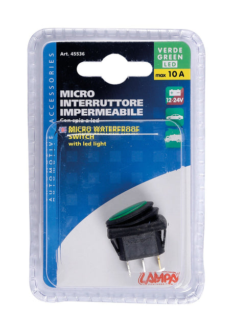 Lampa Micro interruttore impermeabile con spia a Led - 12/24V - Verde 45536