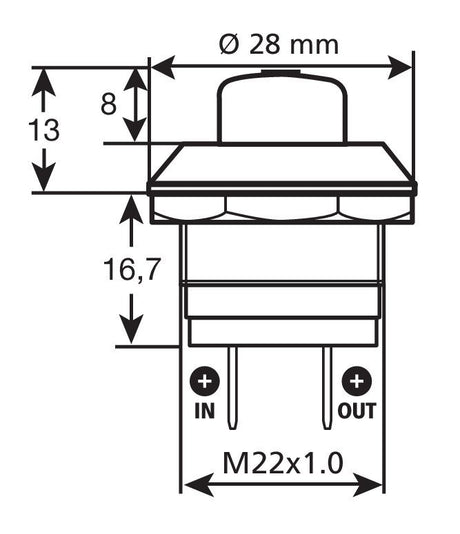 Lampa Interruttore a pulsante - 12/24V - 10A 45555