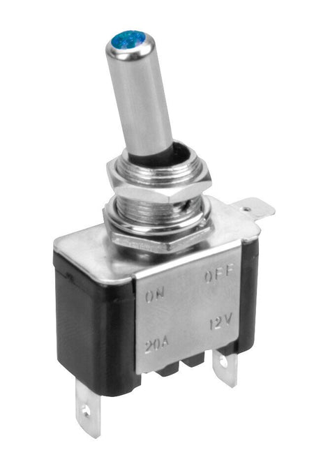 Lampa Interruttore a leva, in alluminio con spia a Led - 12/24V - Blu - 20A 45559