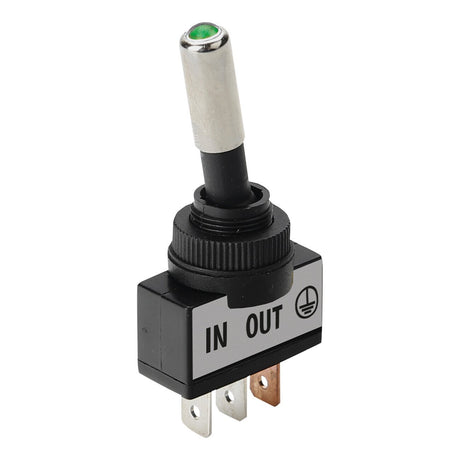 Interruttore a leva tipo Racing, in alluminio con spia a Led 12/24V Verde 20A 45560