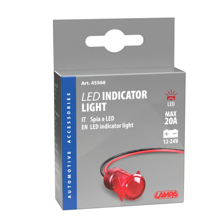 Lampa Spia a Led rosso - 12/24V - 20A 45568