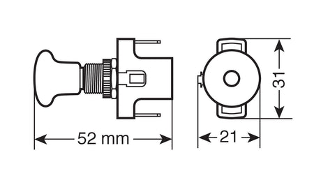 Lampa Interruttore tira-spingi con spia a Led - 12/24V - Verde - 10A 45571