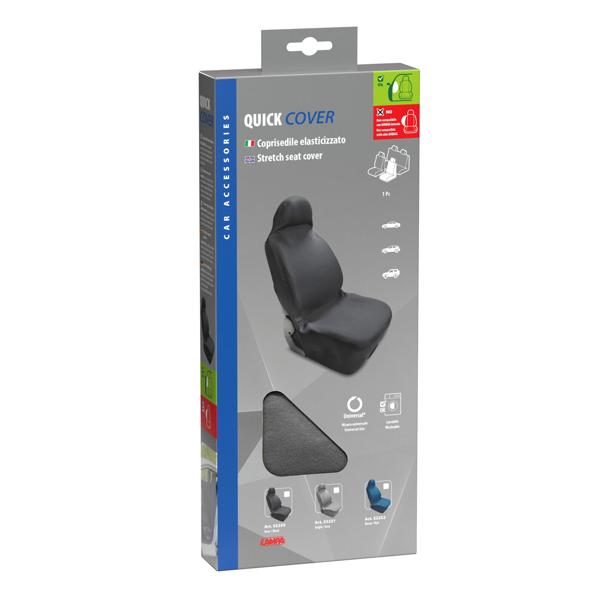 Lampa Quick Cover, coprisedile elasticizzato anteriore - Grigio 53231