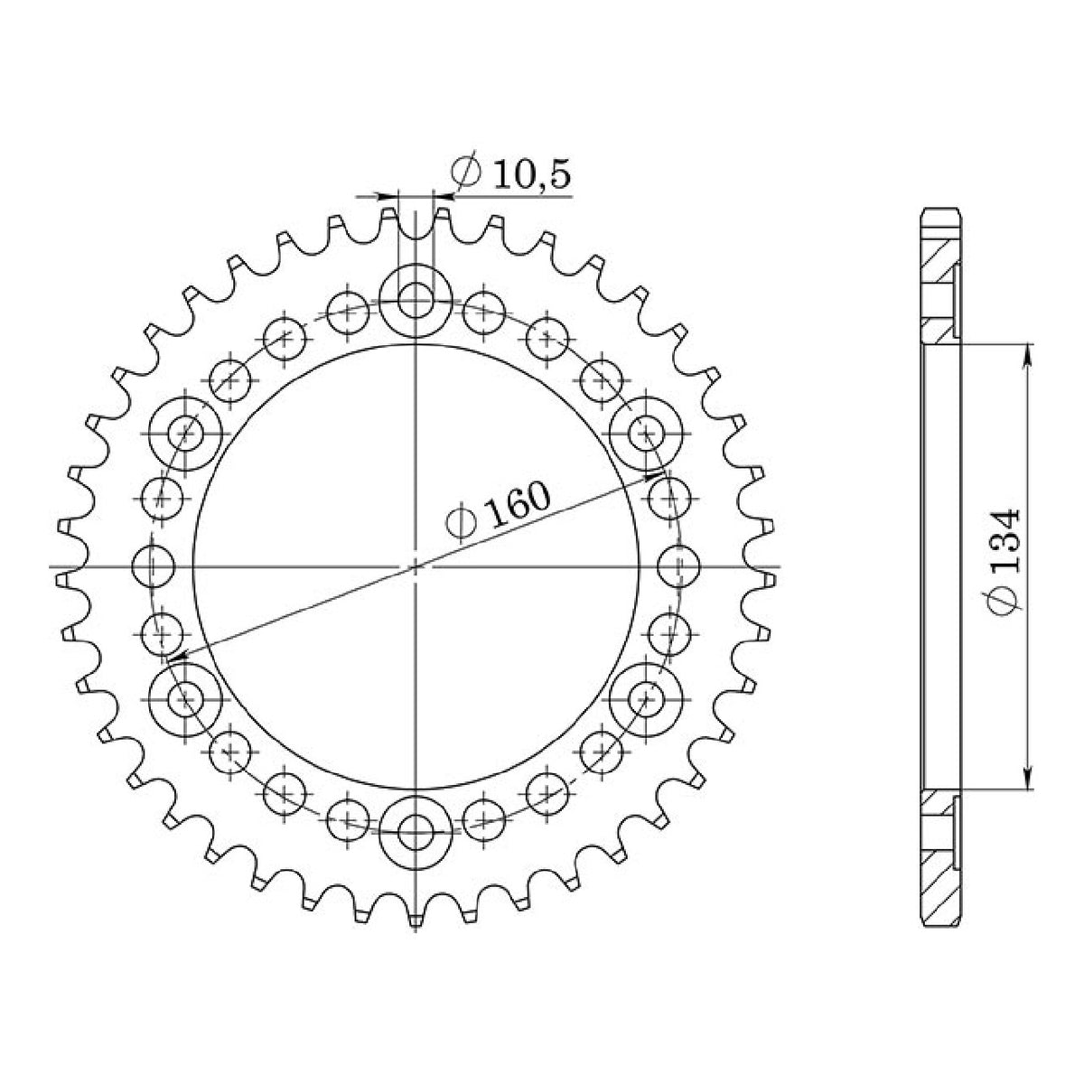 38-Zahn-Aluminiumkrone, 520er Teilung