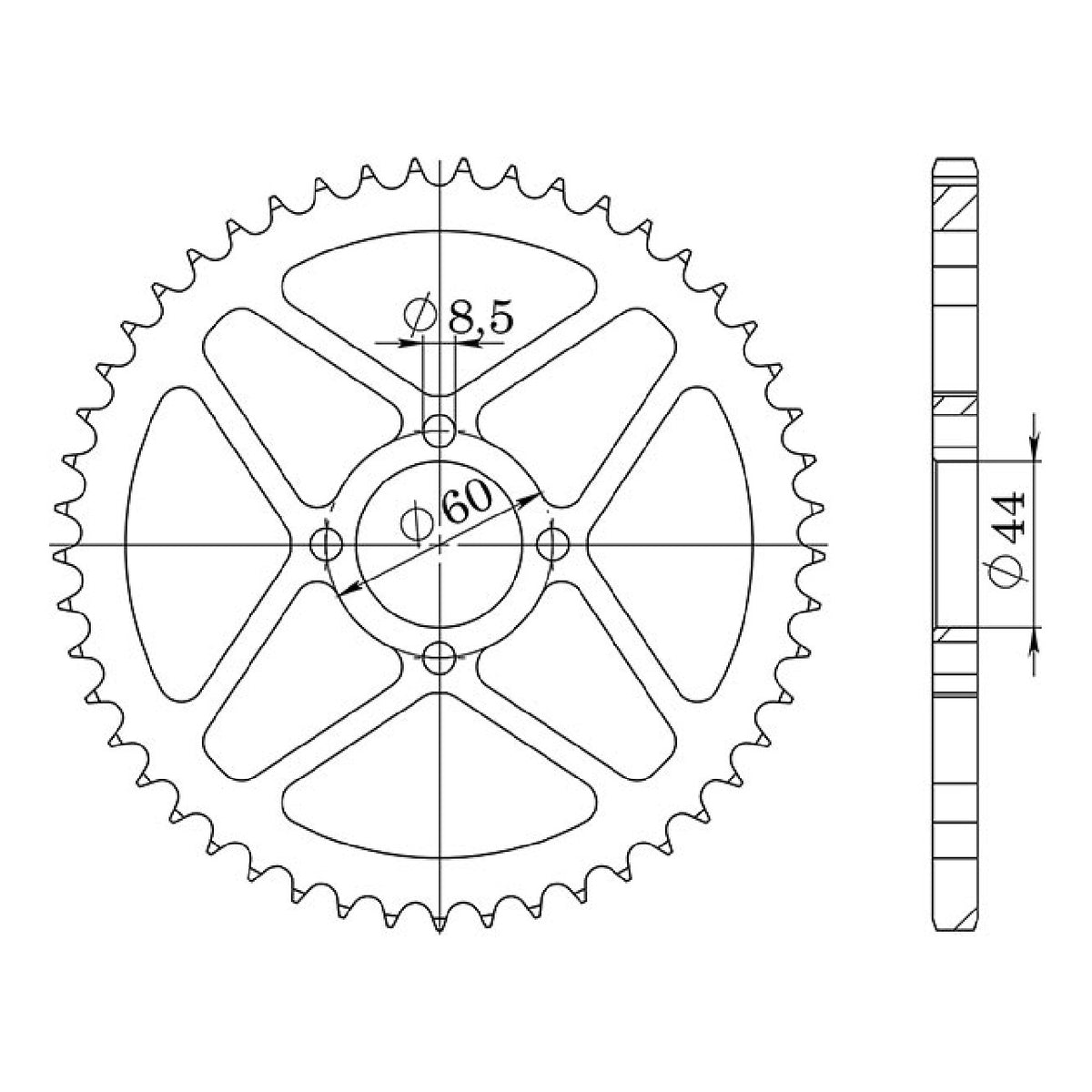 Stahlkrone mit 41 Zähnen, Teilung 428