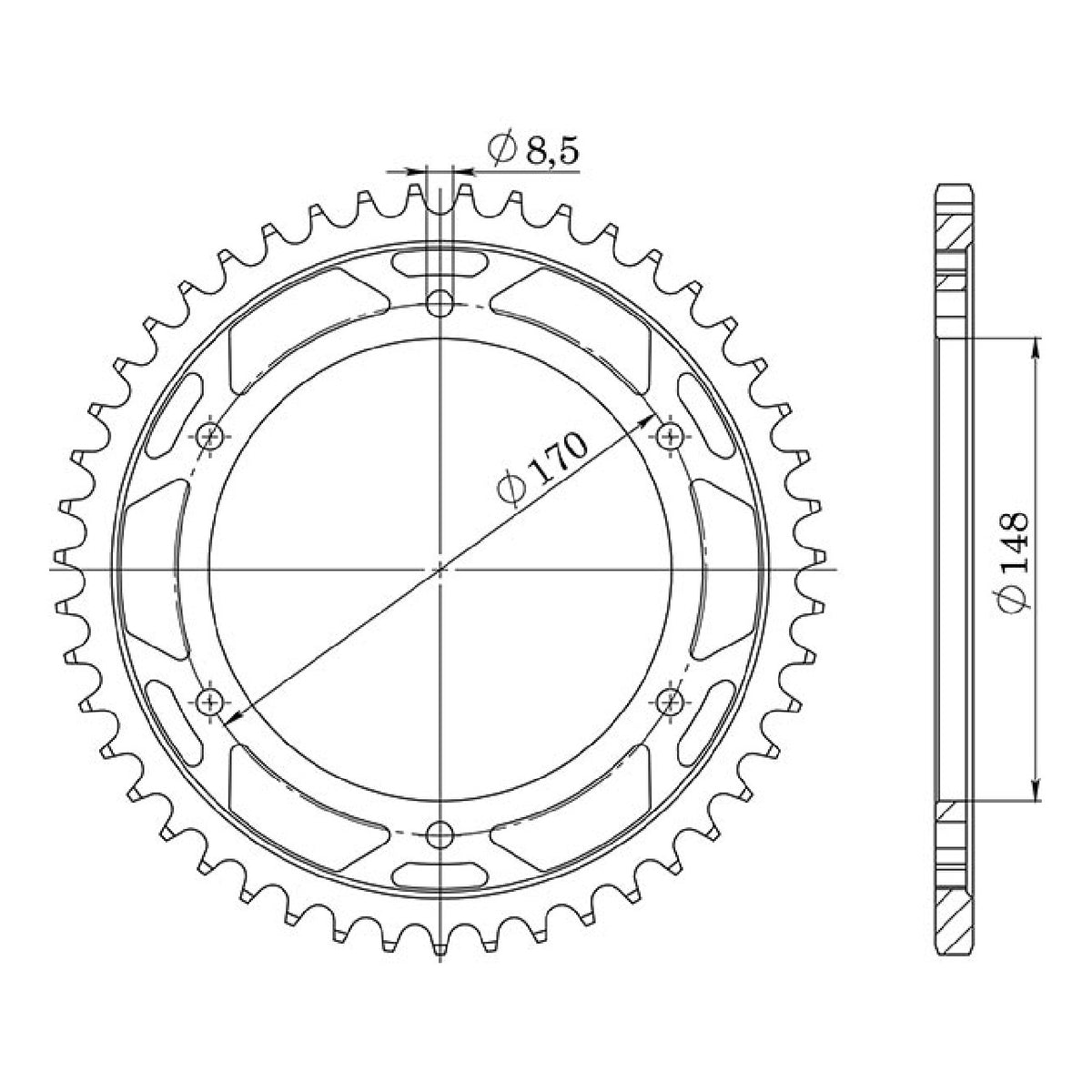 Stahlkrone, 47 Zähne, Teilung 525, SUZUKI DR Big 800 cm³ 94/96