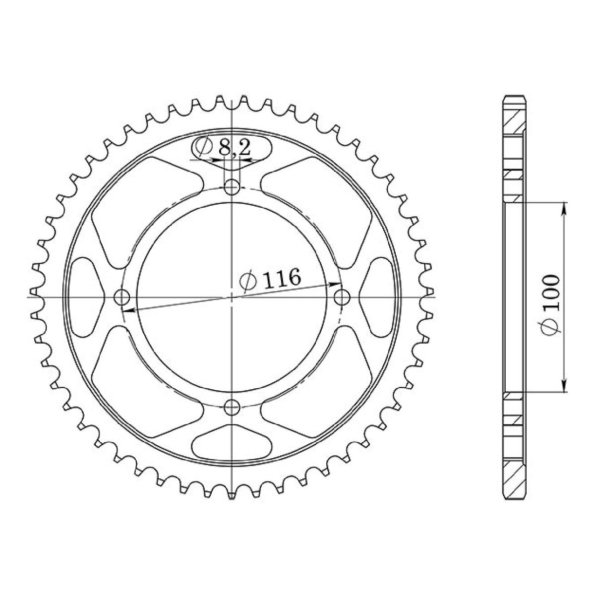 Corona in alluminio 53 denti passo 428 KAWASAKI KX 100 CC 87/88