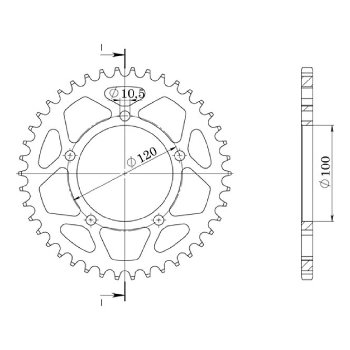 Aluminiumkrone, 45 Zähne, Teilung 520, 543680145