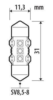 Pilot 12V Ultra-Lumen Series - 11,3x31 mm - SV8,5-8 - 1 pz - Scatola - Bianco - Doppia polarità