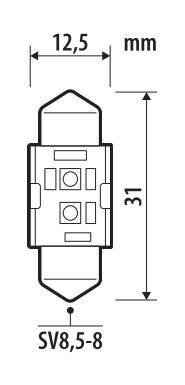 Pilot 12/24V Pro-User Series - 12,5x31 mm - SV8,5-8 - 1 pz - Scatola - Bianco - Doppia polarità - Resistenza incorporata