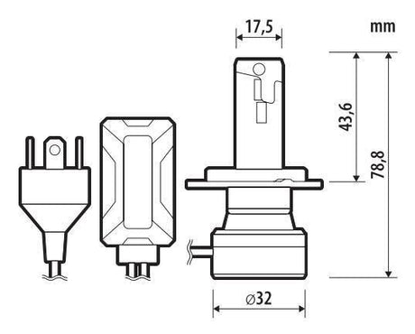Pilot 12/24V Halo Led Jupiter Series Quick-Fit - (H4-H19) - 55W - P43t / PU43t-3 - 1 pz - Scatola