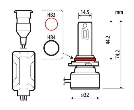 Pilot 12/24V Halo Led Jupiter Series Quick-Fit - (HB3-HB4) - 55W - P20d / P22d - 1 pz - Scatola