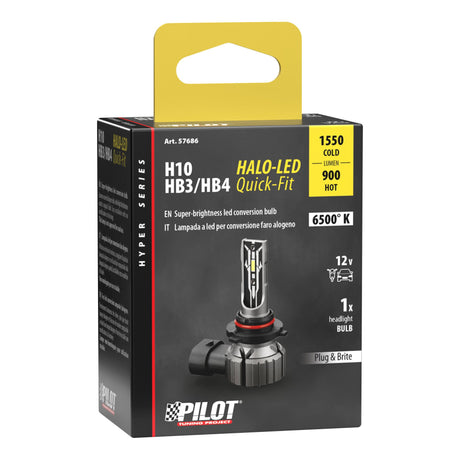 Pilot 12V Halo Led Hyper Series Quick-Fit - (H10-HB3-HB4) - 15W - PY20d / P20d / P22d - 1 pz - Scatola