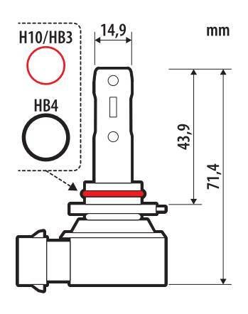 Pilot 12V Halo Led Hyper Series Quick-Fit - (H10-HB3-HB4) - 15W - PY20d / P20d / P22d - 1 pz - Scatola