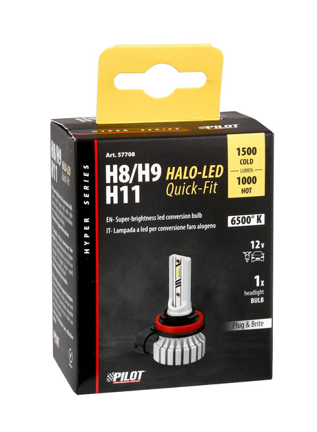 Pilot 12V Halo Led Hyper Series Quick-Fit - (H8-H9-H11) - 15W - PGJ19-1/2/5 - 1 pz - Scatola