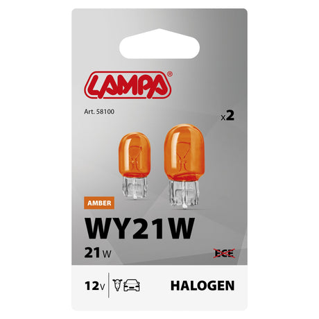Lampa 12V Lampada con zoccolo vetro WY21W 21W W3x16d 2 pz D/Blister Arancio 58100