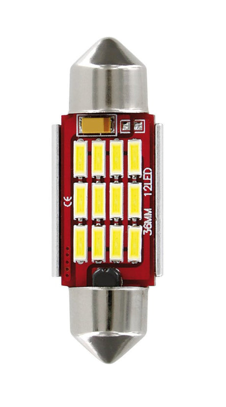 Pilot 10-30V Mega-Led 12 12 SMD x 1 chip C5W 12x36 mm SV8,5-8 1pz Bianco res inc