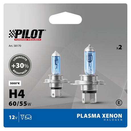 Pilot 12V Lampada alogena Xenon - H4 - 60/55W - P43t - 2 pz - Scatola Plast.